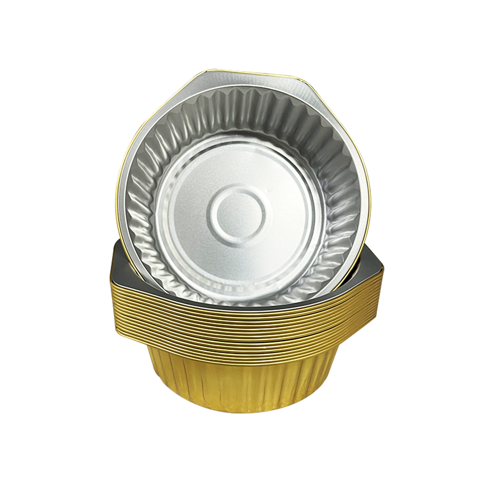 Golden Aluminum Foil Pan Disposable Foil Fast Food Container To Takeout Cake Trays Boxes Aluminum Foil Container For Airline